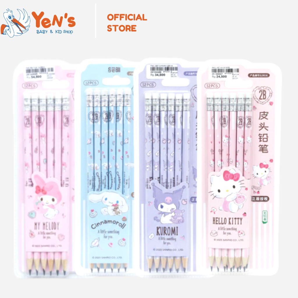 Pensil Set 12 Pcs Sanrio Karakter 2B - Alat Tulis Sekolah Anak