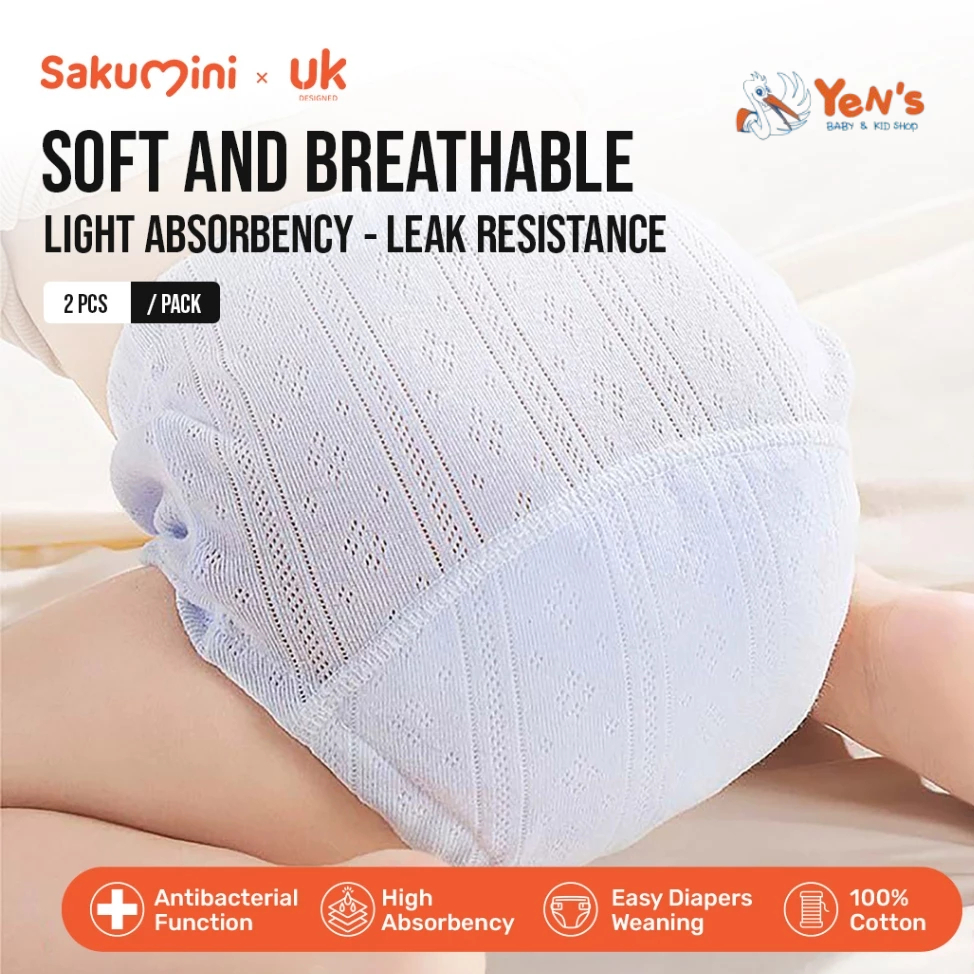 Sakumini Cotton Diaper Training Pants Underwear Bayi Unisex Anti Ruam Anti Gatal Sejuk /Celana Dalam