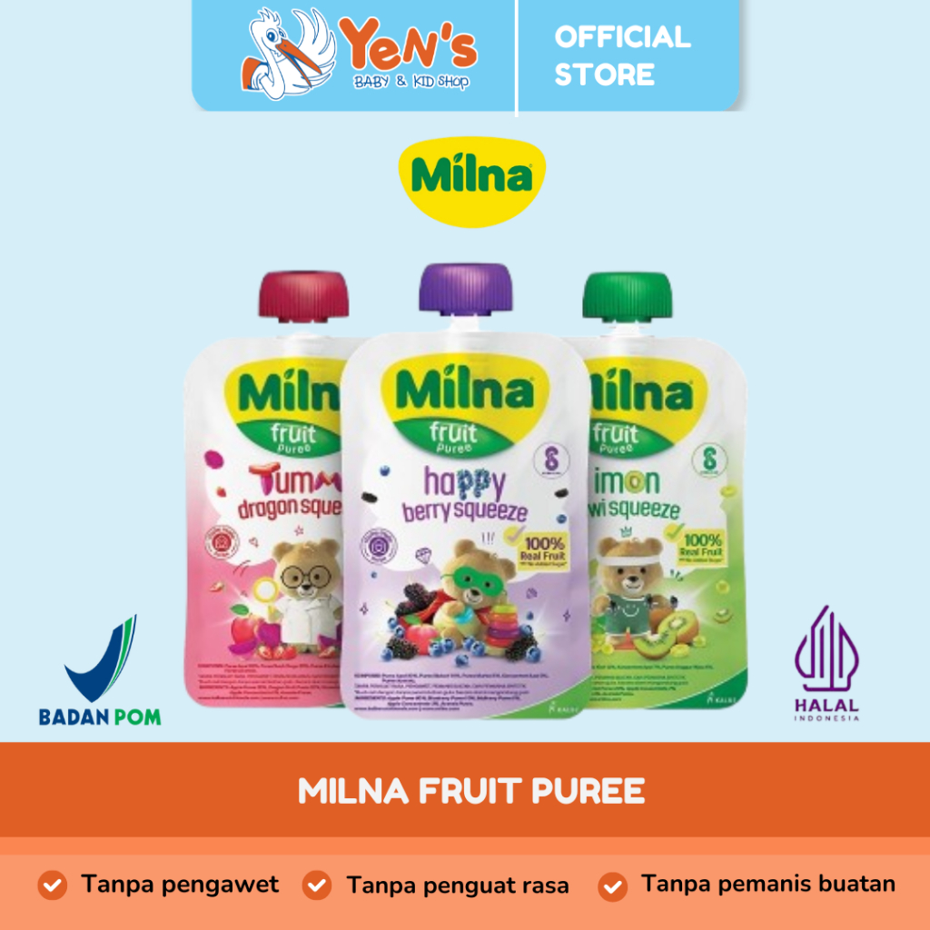 Milna Fruit Puree Imon Kiwi Squeeze / Happy Berry Squeeze / Tummy Dragon Squeeze 80G