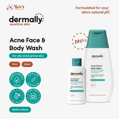 Dermally Acne Face & Body Wash pH 5.5 - Pembersih Tea Tree Oil untuk kulit berminyak & berjerawat
