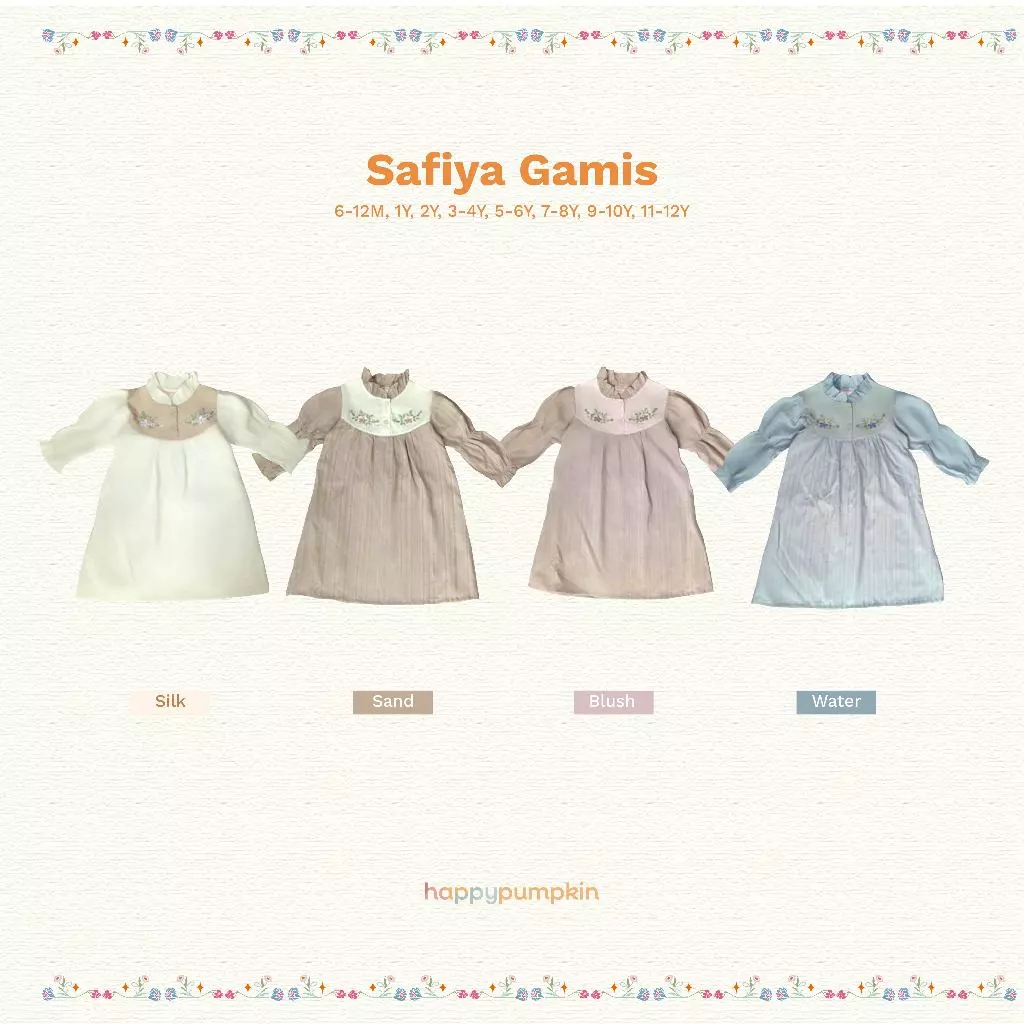 Happy Pumpkin Baju Muslim Anak Safiya Gamis - Serene - Dress Anak Perempuan (6 bulan -12 Tahun)