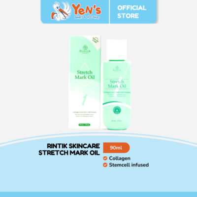 Rintik Skincare Stretch Mark Oil - Pudarkan Stretchmark Selulit Bekas Luka mengandung Collagen & Stem Cell Infused 90ml