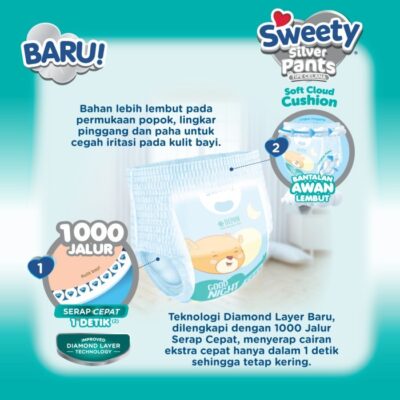 Sweety Silver Pants M 18+2 / Popok Celana Bayi thumbnail 3