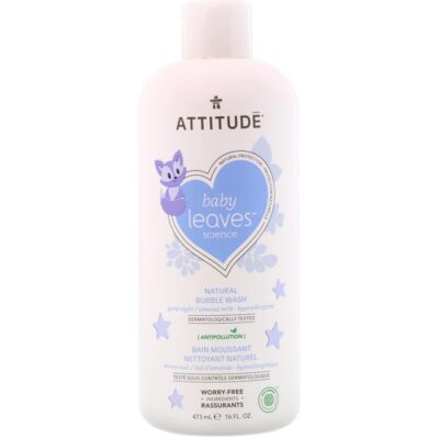 Attitude Baby Leaves Science Natural Bubble Wash 473ml - Good Night / Almond Milk