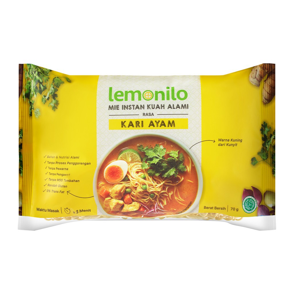 Lemonilo Mie Instan Kuah 70gr - Kari Ayam