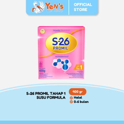 S-26 Promil Tahap 1 Susu Formula Usia 0-6 Bulan, Kotak 400 gr Halal