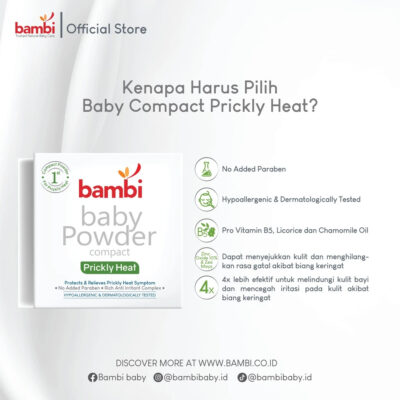 Bambi Baby Compact Powder Prickly Heat 40gr | Bedak Padat Biang Keringat Atasi Gatal & Ruam thumbnail 3