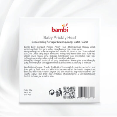 Bambi Baby Compact Powder Prickly Heat 40gr | Bedak Padat Biang Keringat Atasi Gatal & Ruam thumbnail 4