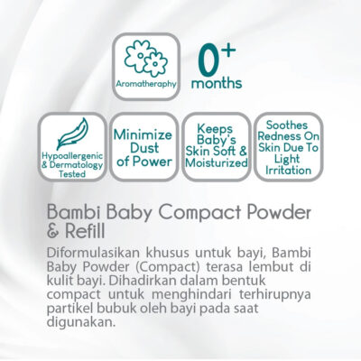 Bambi Baby Compact Powder Prickly Heat 40gr | Bedak Padat Biang Keringat Atasi Gatal & Ruam thumbnail 5